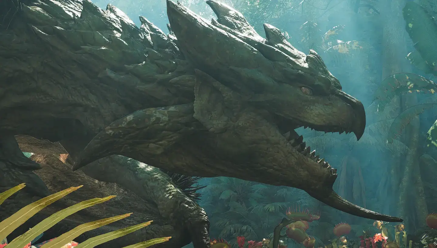 Rathian in Monster Hunter Wilds, in-game screenshot
